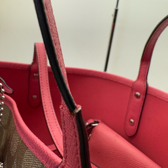 Coach Women's Reversible City Tote Bag Khaki/Bright Pink Monogram F36658 - Picture 11 of 11